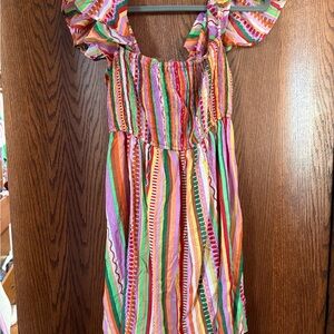 Cupshe Multicolor Striped Backless Sundress in Pink, Orange, Green & Yellow